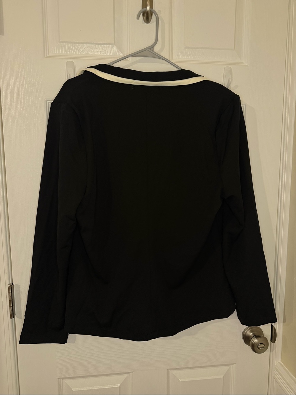Fair Haven Black White Contrast Trim Blazer Gold Pearl Buttons Vintage Chic - Picture 5 of 5